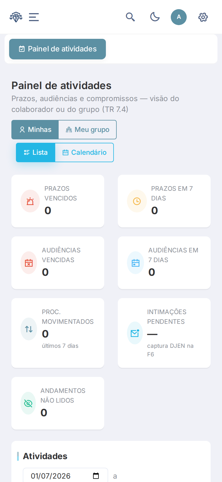 Painel no celular